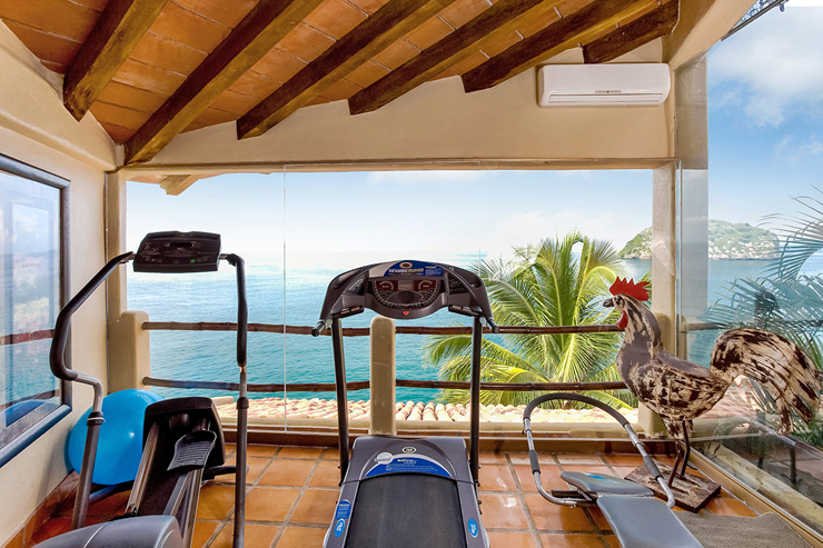 Exotic sea view fitness center
