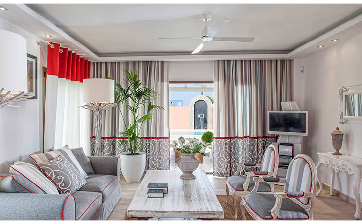 comfort and luxury living room in rental villa greece