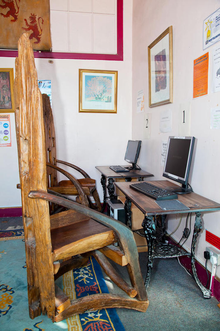 unique chairs antique hostel castel rock computers corner
