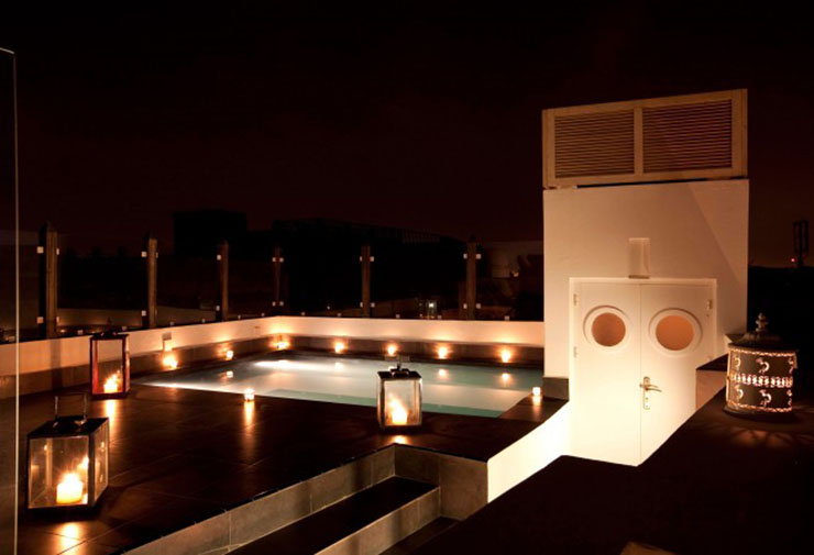 rooftop hotel pool night view dar mya morocco