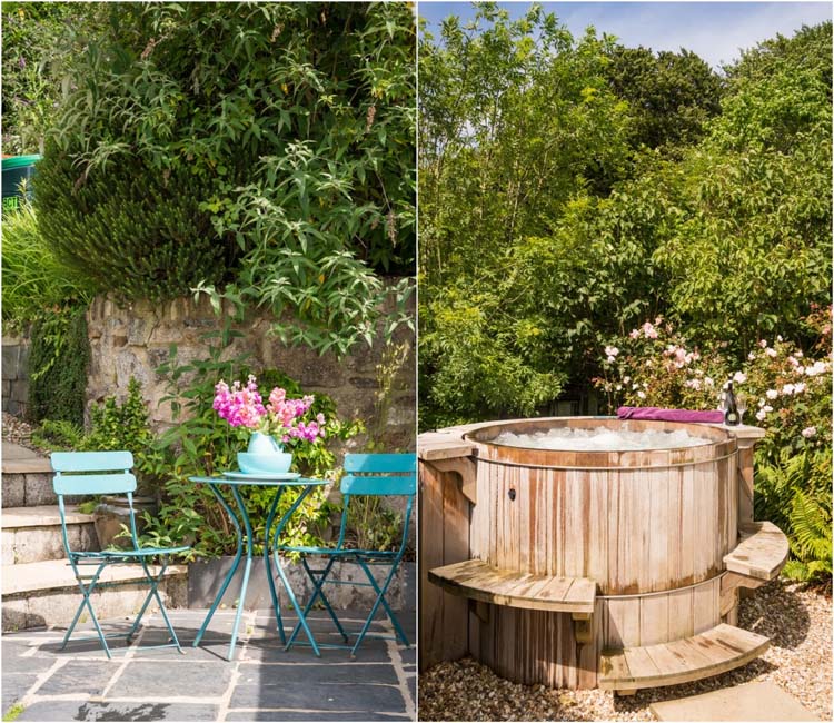 outdoor area small cottage to rent in english countryside cornwall