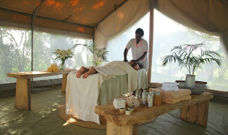 Massage center into a tent