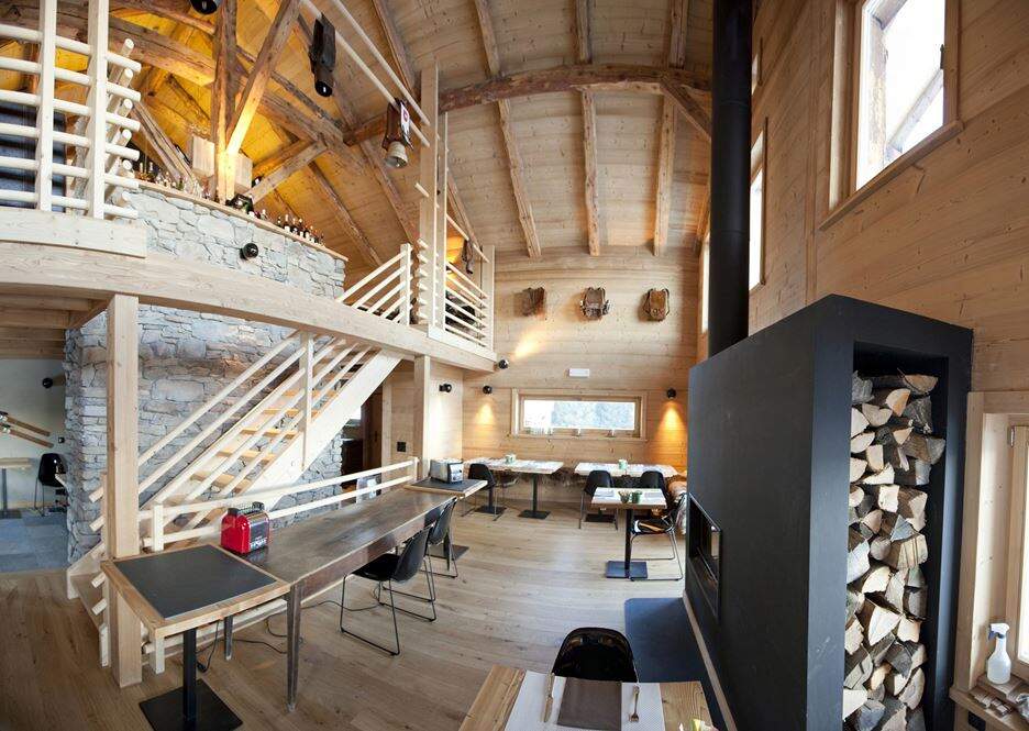 Breakfast and Dinner are Served in This rustic Style Wooden Chalet in the Center of the Resort