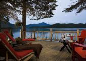 cabin deck view over lake romantic