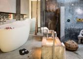 Suites interior bathroom, spacious, designed in industrial-rustic modern style