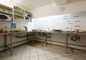 shared kitchen in belgium hostel hello