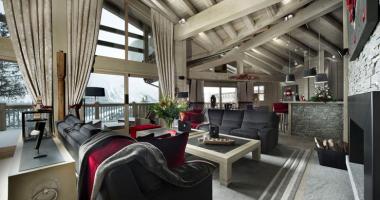 Rustic cozy luxury interior chalet courchevel